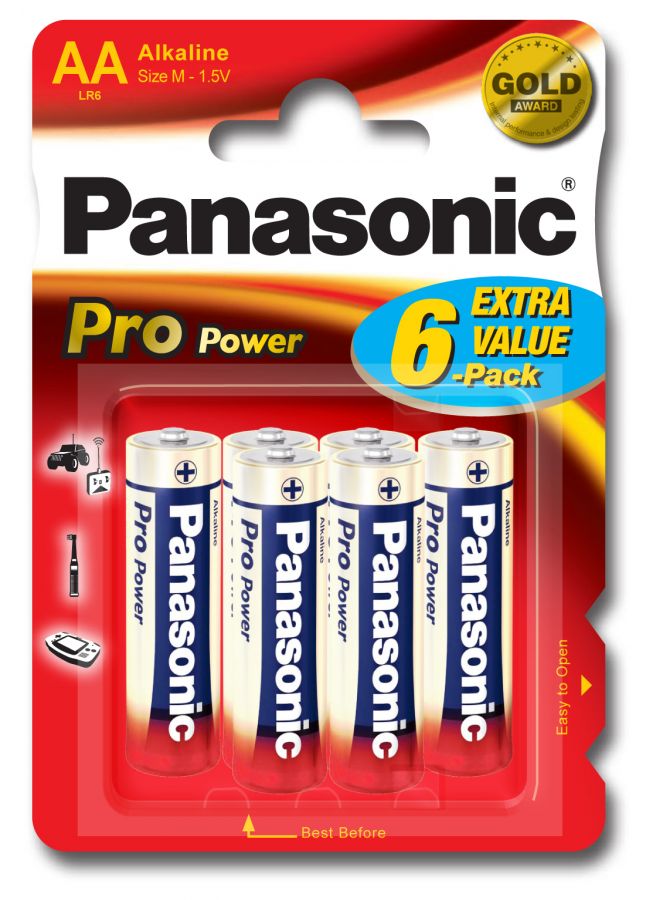 6 Panasonic Pro AA Batterijen